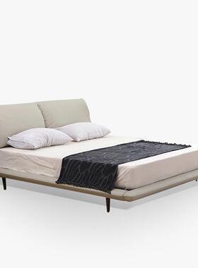 小象真皮床极简奶油风羽绒主卧室卧房宅寂风小象耳朵双人婚庆大床