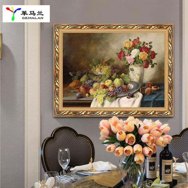 欧式餐厅装饰画墙面厨房壁画花卉单幅挂画清新水果饭厅温馨油画