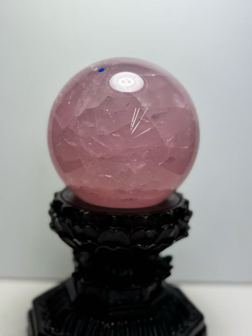 天然水晶球摆件客厅玄关摆招桃运旺姻缘马达加斯加粉晶水晶水晶石