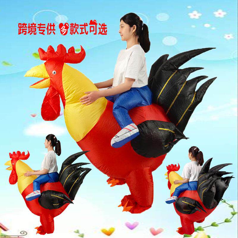 万圣节派对儿童成人坐骑动物表演道具玩偶吉祥物红公鸡充气服