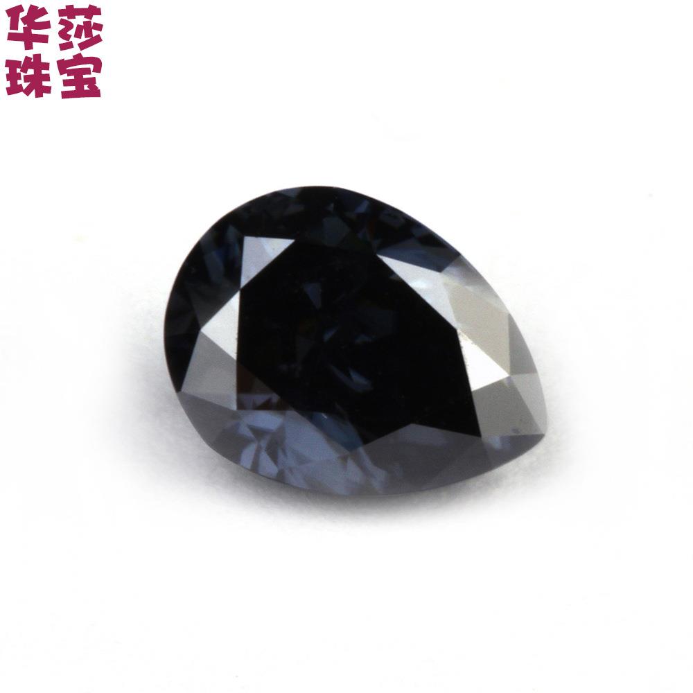 华莎珠宝莫桑裸石黑色裸钻梨形人工合成碳硅石镀色莫桑现货
