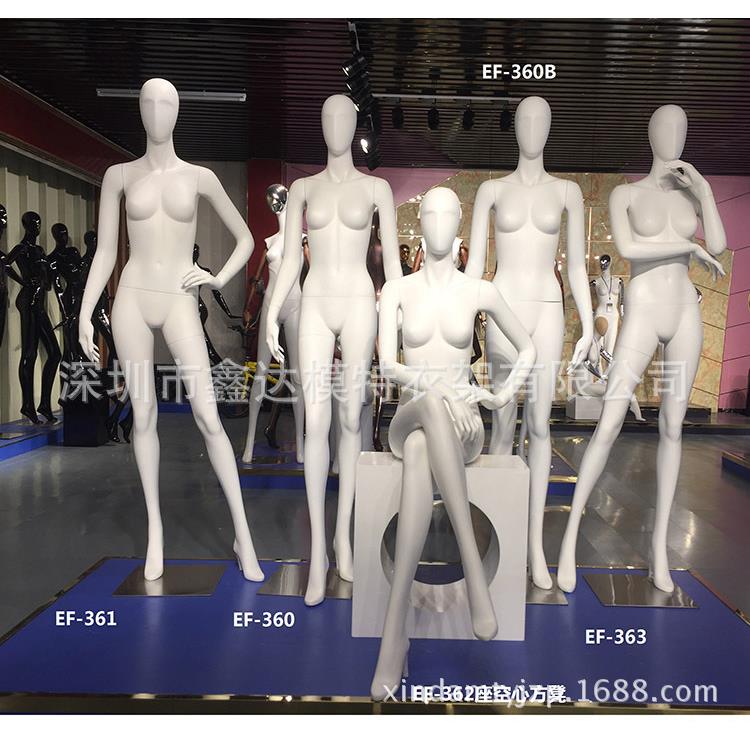 服装店橱窗展示假人模特高光亮白女全身打板人台模特道具