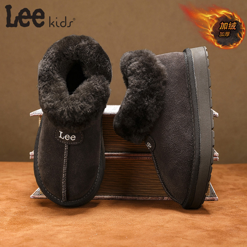 Lee kids童鞋女童雪地靴26冬季新款儿童加绒保暖棉鞋男童厚底靴子