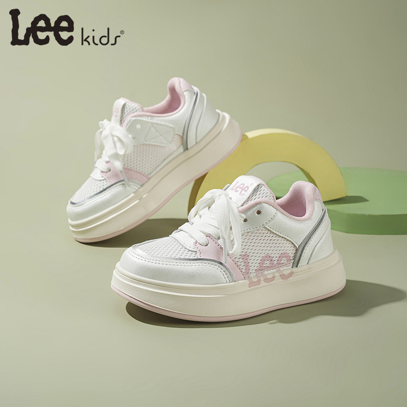 Lee Kids童鞋夏季儿童板鞋女童运动鞋网面软底男童透气薄款小白鞋