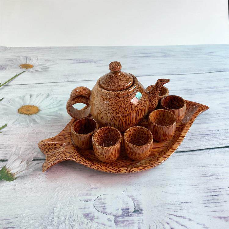 椰子木叶子形茶具茶杯套装木质酒杯酒壶椰木产品
