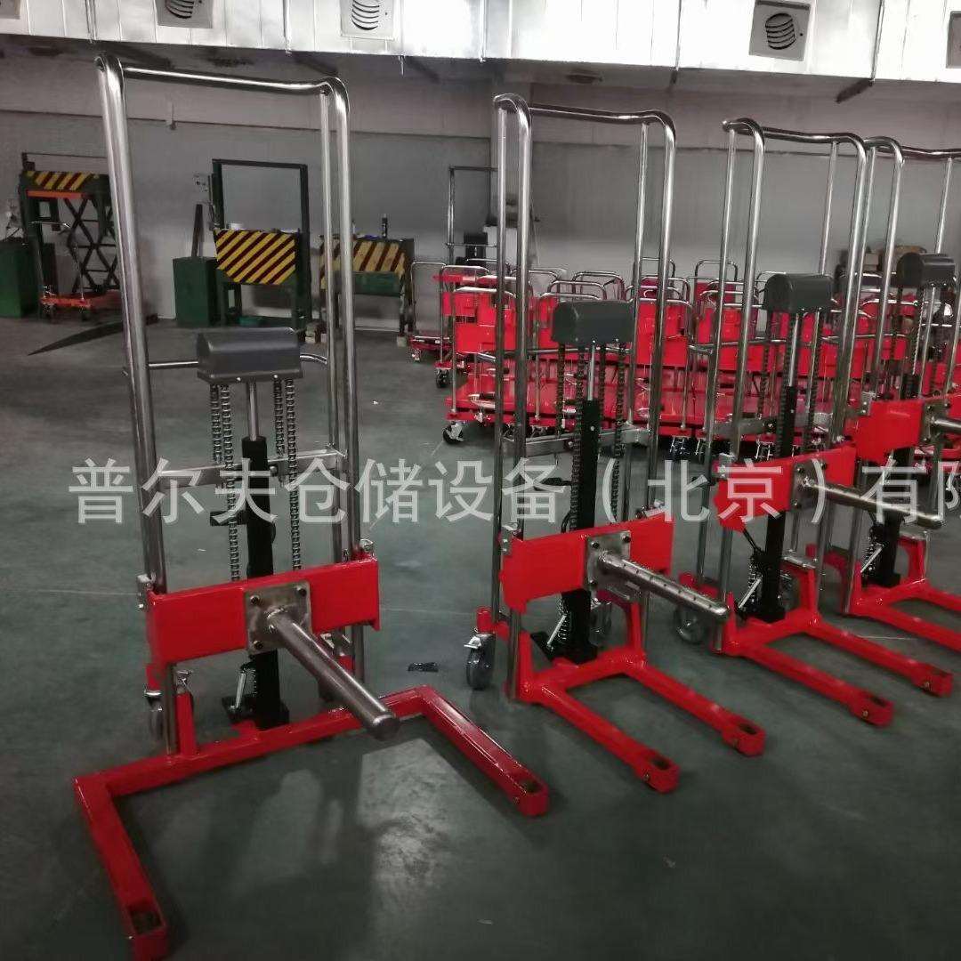 非标可定轻型手动液压堆高车串杆滑轮滚轮滚筒工位车炮车卷材塑膜