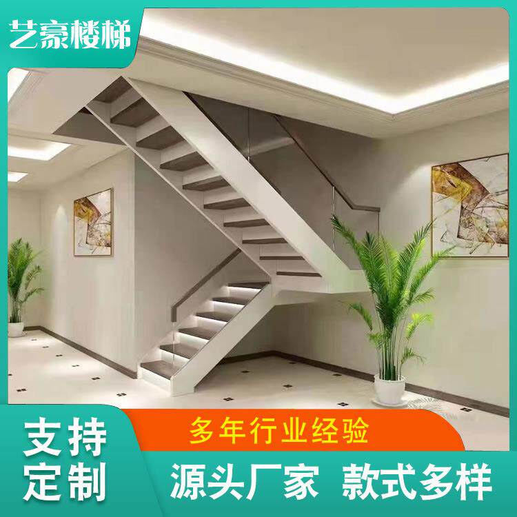 现货别墅阁楼家用双梁楼梯室内室外小户型直梁梯简约斜梁轻奢风