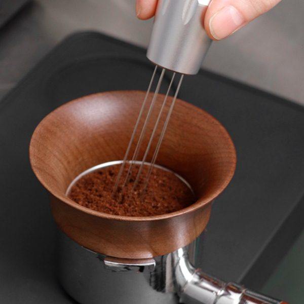 磨豆机接粉罩58MM手柄胡桃木防飞粉圈拨粉环布粉器配件咖啡接粉环