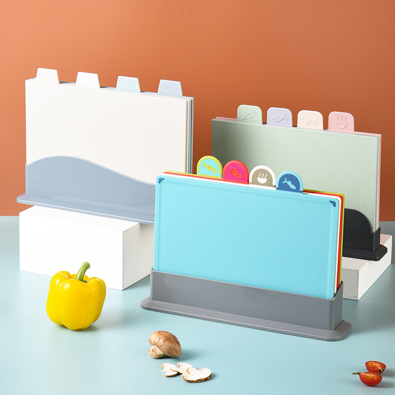 创意分类菜板宝妈辅食专用小麦秸秆菜板pp塑料菜板收纳底座四件套