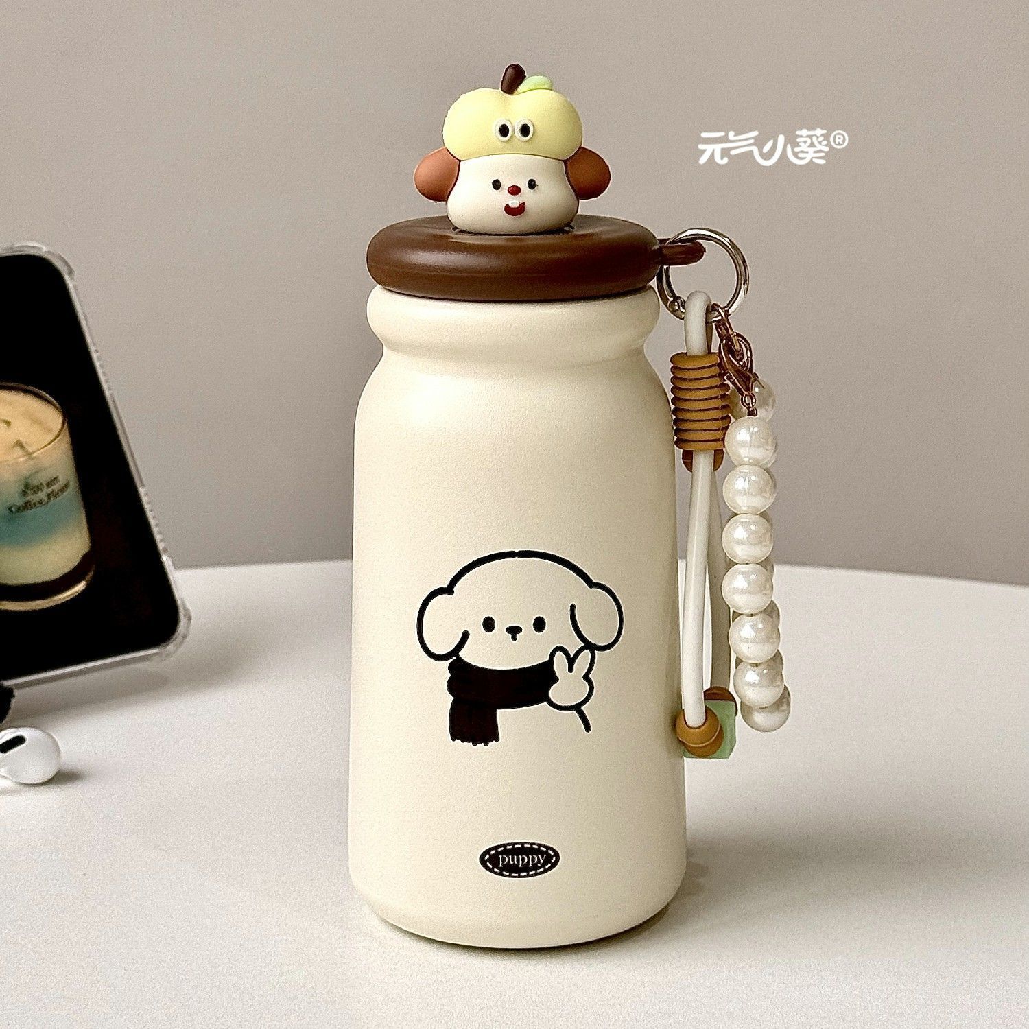 儿童水杯上学专用吸管保温杯高颜值男女生2025新款学生杯子苹果狗