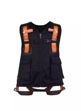 代尔塔501015安全带荧光马甲式双挂点坠落防护高空作业安全带黑色