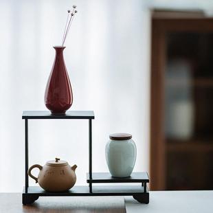 铁艺茶棚茶具展示架收纳柜乐铁博古架多宝阁茶道配件家居茶室摆件