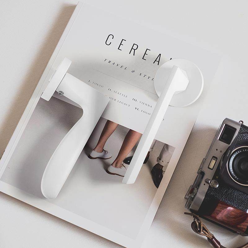 通用型白色门锁百搭室内磁吸静音实木房间门锁北欧简约卧室门把手