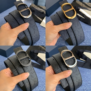 高奢品质字母提花皮带商务休闲字母扣真皮男腰带经典头层牛皮裤带