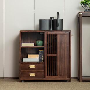 新中式实木木水无品牌/柜乌金可移动小型烧茶水壶一体边几柜茶桌