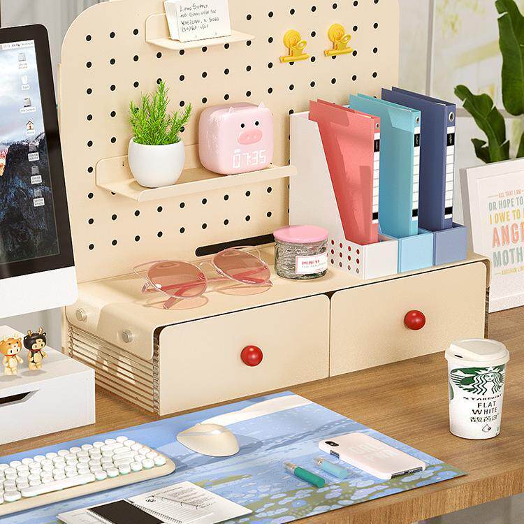 办公室杂物纳URO洞收板书抽屉桌面桌上洞配件笔筒收纳盒工位改造