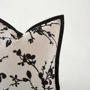 法式GKL轻奢沙米黑色抱枕客厅发复古靠垫套尼尔提靠枕样雪花板间