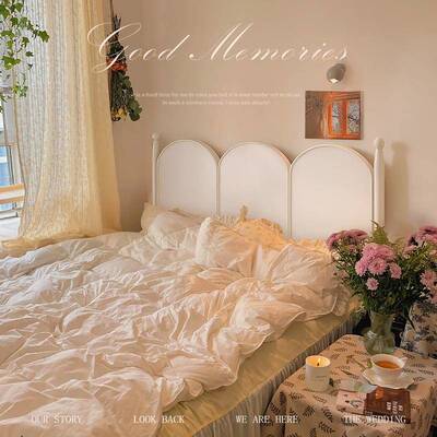 法式实木床白QEH色现代简1.8双M约卧室奶油风床人主床复古美式公