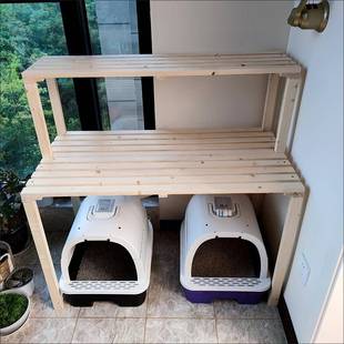 窝实木花架猫无品牌/砂盆置物架多层猫猫爬猫架宠物用品收纳阳台