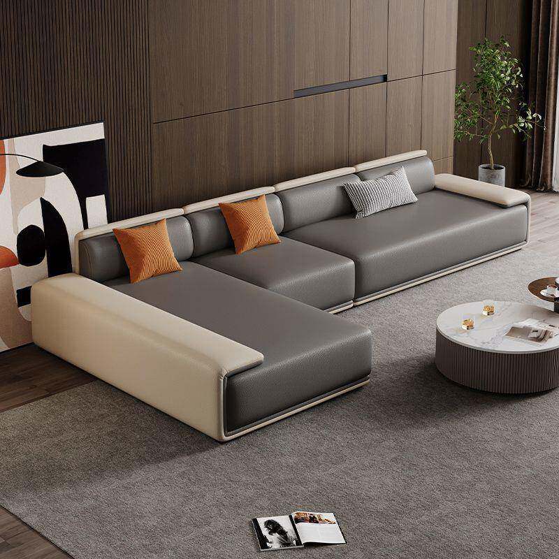 中派现代简约真皮沙发储物扶手北欧风小户型意式轻奢贵妃直排