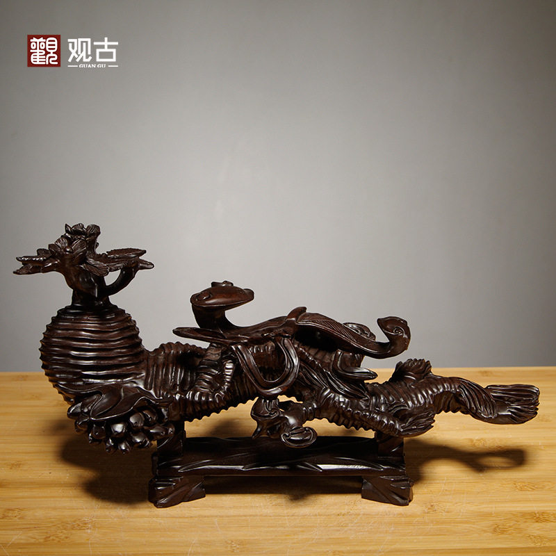 黑檀木雕人生如意摆件家居客厅玄关办公室装饰工艺品乔迁寓意送礼