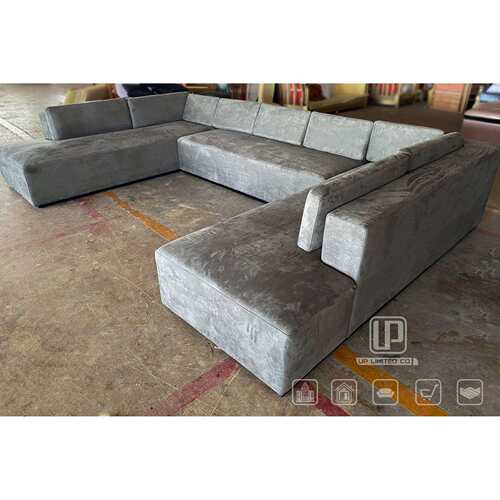 现代简约组合多人U型柔软坐感舒适磨砂绒布布艺意大利沙发