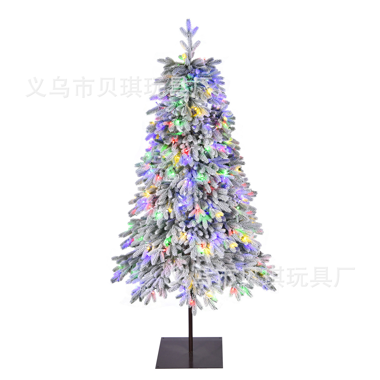 圣诞节装饰品铁板脚全PE圣诞植绒落雪圣诞树庭院室内落地摆件彩