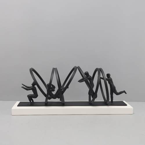 现代简约黑色体操组合样板房售楼部卧室客厅餐厅书房桌面玄关摆件