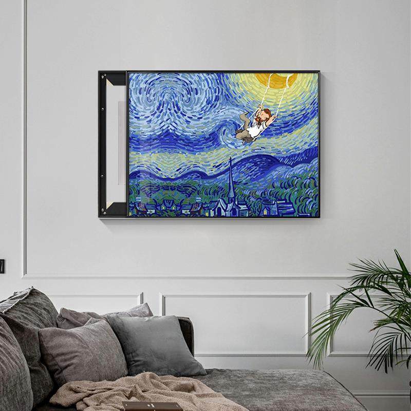 抽象梵高星空电表箱装饰画电闸盒配电箱墙上创意挂画总开关遮挡,纺织面料/辅料/配套,纺织机械配件,淘宝优惠券,粉丝福利购,淘宝优惠卷