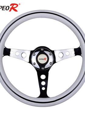 汽车改装14寸350MM桃木方向盘电镀支架楠木实木汽车转向盘