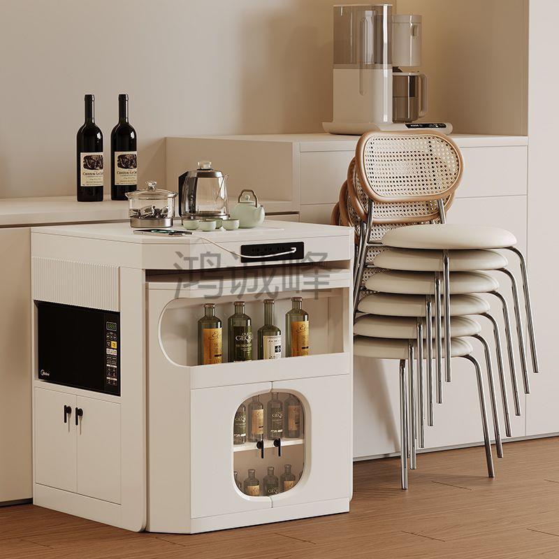 Hc2024新款小户型岛台高端级厨房餐厅奶油中倒导岛一体伸缩餐桌家