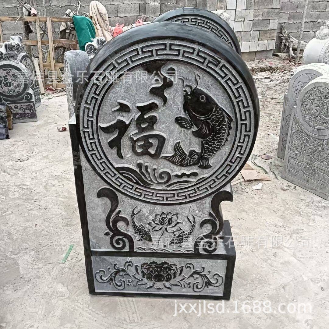 别墅庭院门前青石汉白玉仿古抱鼓石石雕貔貅狮子石门鼓庭院摆件