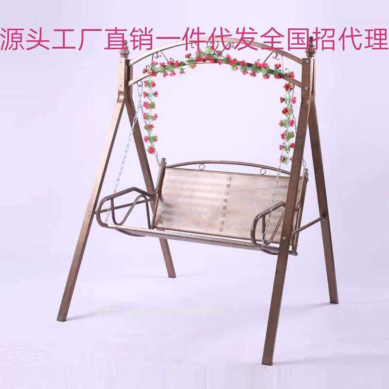 户外双人铁艺秋千椅庭院小区阳台吊椅公园咖啡厅精致金属椅子