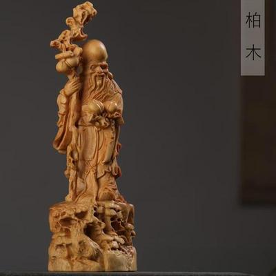 柏木雕刻寿星公款摆件摆设规格7×6×20家居客厅装饰工艺品厂家