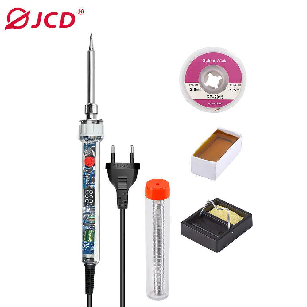 JCD可调温P907金属陶瓷电烙铁90W锡焊手机维修工具家用电焊笔套装