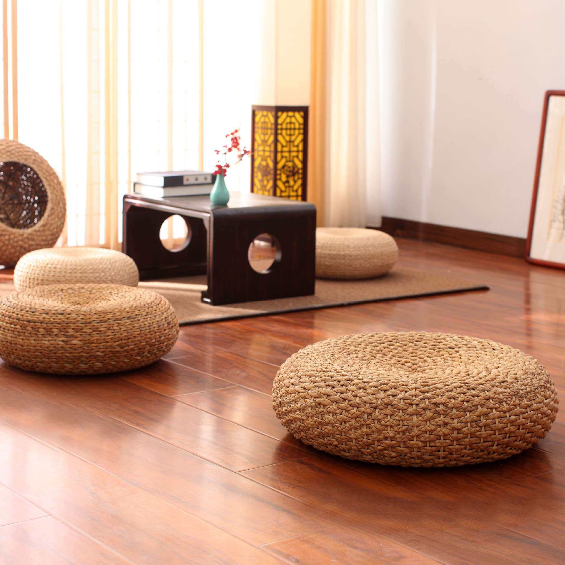 居家日用圆形中式蒲团坐垫 蒲草中式草编蒲团坐垫 田园分格飘窗垫,电子元器件市场,其它元器件,淘宝优惠券,粉丝福利购,淘宝优惠卷