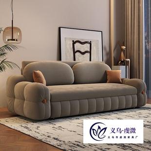 鹊安居绒布沙发床两用一体多功能抽拉式可折叠储物小户型阳台新款