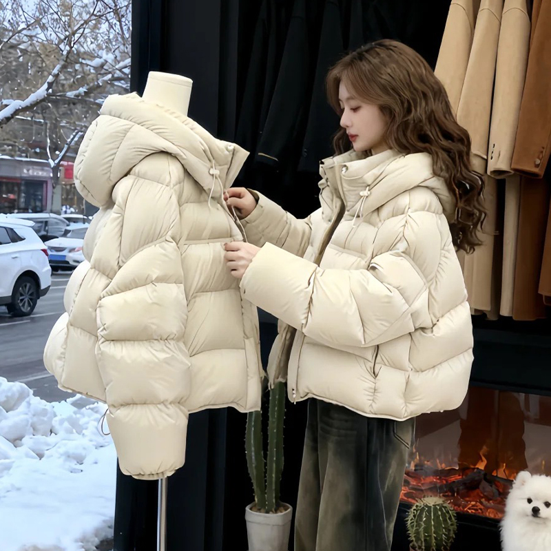 咸菜绿色棉服冬季女2025