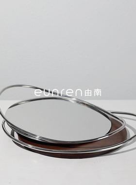 现代简约创意不锈钢圆底把手托YN-TP204盘摆双件弧居客家厅茶几装