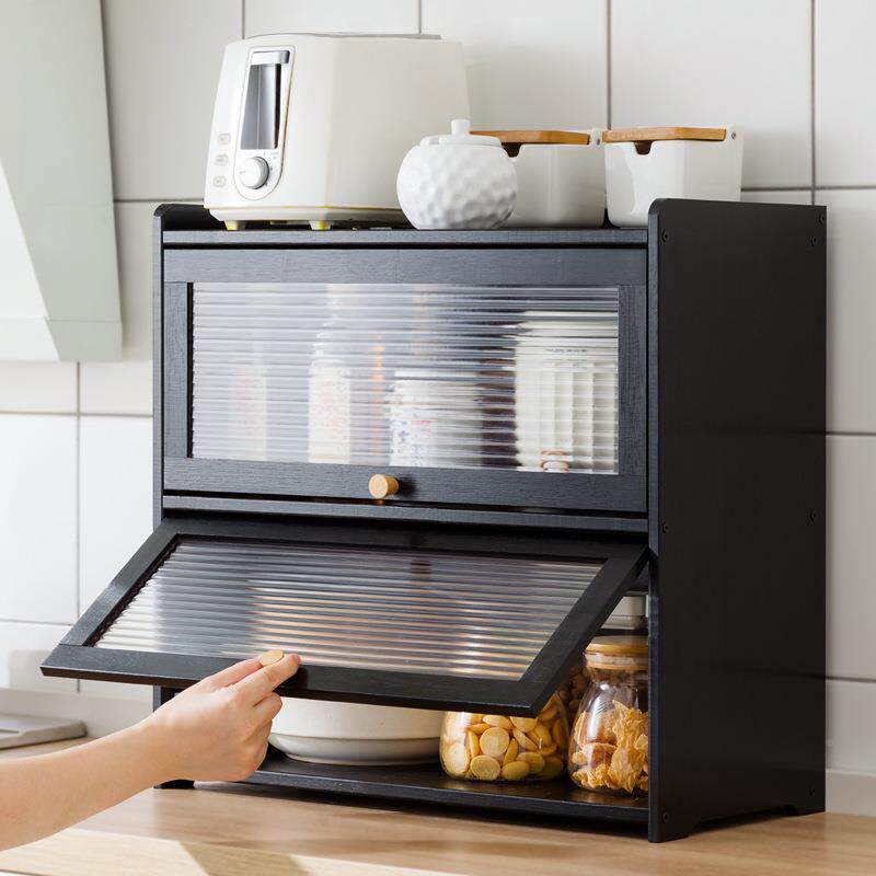 面厨房置物606黑色柜式调料碗架碟收纳储物柜子台碗柜家用餐收具