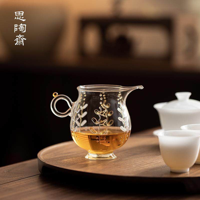 思茶斋紫藤花公道分杯高硼SEG硅耐热茶器高端立体花朵茶海道陶配