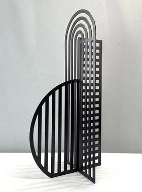 简约现代金属轻屏奢网格k0615风件样间售楼处客板厅摆玄关窒内软