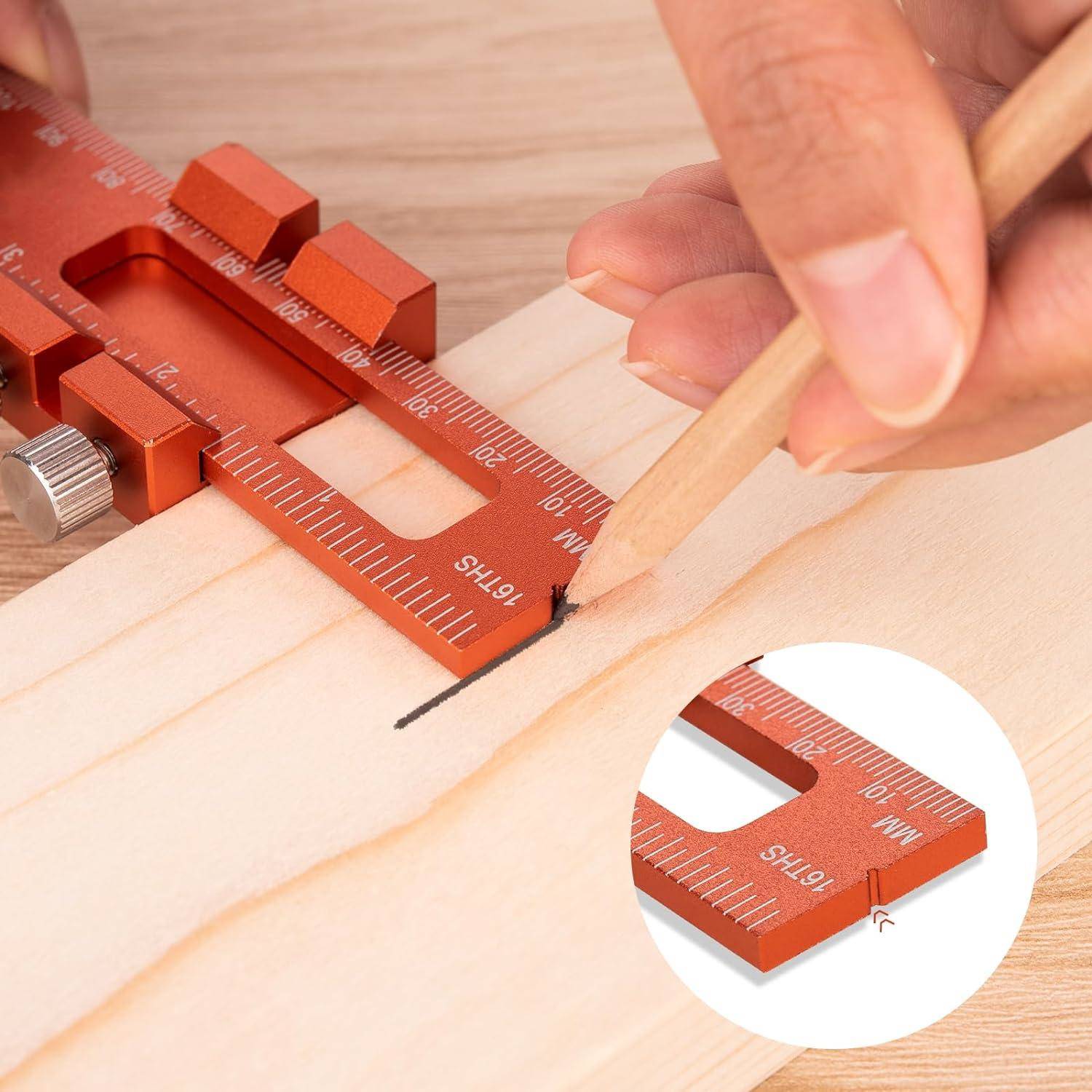 工划线挡块铝合金403T型尺木工划线定位测器尺多功能木量辅助工具