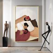 挂代画现轻背奢客厅玄关装 慵懒人物个性 景墙壁画竖版 饰艺术VIF画