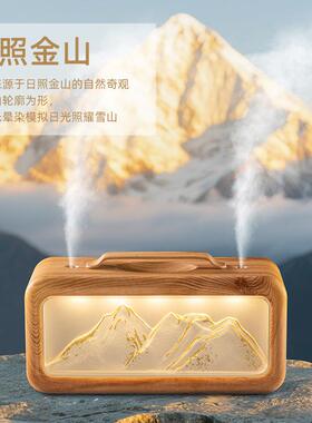 新款雪山加湿器面JS喷23创意壁炉氛围灯JS23家用办公桌大双容量加