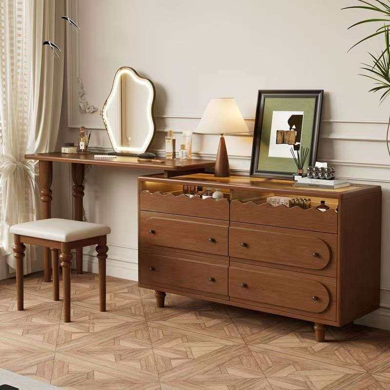 法式复古风梳妆台斗柜一体纯实木收纳柜现代卧室床尾可伸缩化妆桌,电子元器件市场,其它元器件,淘宝优惠券,粉丝福利购,淘宝优惠卷