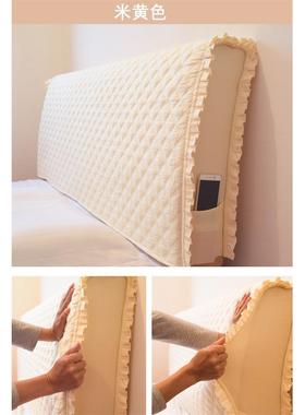 RIT简约纯色床头F767T875套罩全棉纯棉皮床0艺木板床头布罩子面保