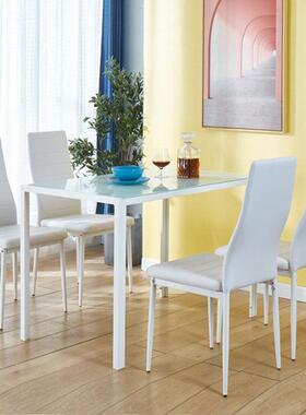 玻长餐桌现代意式简约家6用璃客厅小户型4人人方DT16145形钢长化