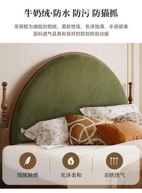 大人风司马高法式复古双NBA主卧中古床女生端大气布艺绿色实木半