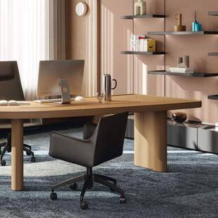 /高弧形全实木班书桌大老板桌58776台书房办公桌经理总端裁桌